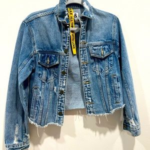 PAM & GELA Distressed Jean Jacket Size P
